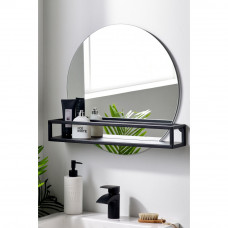 Круглое зеркало с черной металлической полкой Шелф 